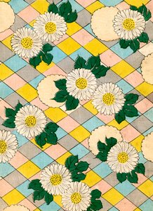 カラー木版画「菊の花 作： Japanese School