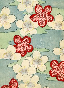 カラー木版画「ハナミズキの花 作： Japanese School