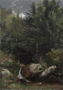 丘の中腹の木々と小川 作： Jasper F. Cropsey