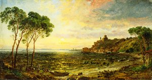 トラセミネ湖に沈む夕日、1887年 作： Jasper Francis Cropsey