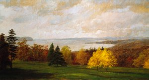 ヘイスティングス付近のハドソンの眺め、1895 作： Jasper Francis Cropsey