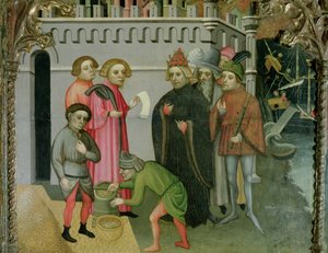 バーリの聖ニコラスの祭壇画の詳細、穀物の奇跡的な増殖