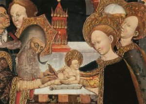 主の割礼。 ジャウメ・フェラー2世の美徳の祭壇画の詳細、カタルーニャ派