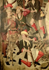 聖ヴィンセントの殉教、ダキアヌスと死刑執行人の詳細 作： Jaume Huguet