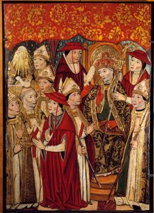 聖ファビアンのパパウテへの選出（236年から250年）。ハイメ・ユゲ（1415-1492）による絵画