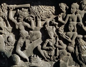 ヒンドゥー教寺院からの救援 作： Javanese School