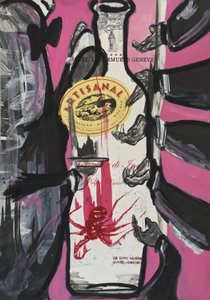 The Pink Slip, 2016（水彩紙にミクストメディア、パネルにマウント、裏面にレシピ付き） 作： Jay Batlle