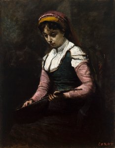 マンドリンを持つ少女 作： Jean-Baptiste-Camille Corot