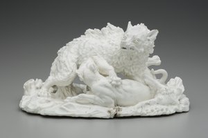 ウルフハント、1751年頃（ソフトペースト磁器） 作： Jean Baptiste (after) Oudry