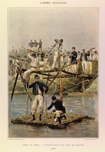 ジュール・リシャール大尉のフランス軍の種類と制服、エドゥアール・ディテール（1848-1912）が描いたもの。Corps de Genie; 1887年のファシネの橋の建設、個人蔵 作： Jean Baptiste Edouard Detaille