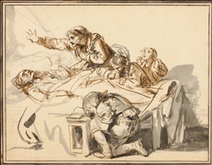 死んだ男を悼む女性と子供たち 作： Jean-Baptiste Greuze