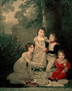 ヨアヒム・ムラートとカロリーヌ・ボナパルトの4人の子供（左から、レティツィア 作： Jean Baptiste Isabey