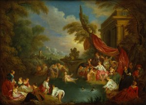 The Bathers」（銅版に油彩）。 作： Jean Baptiste Joseph Pater