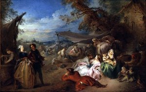 酒場の前の兵士たち 作： Jean Baptiste Joseph Pater