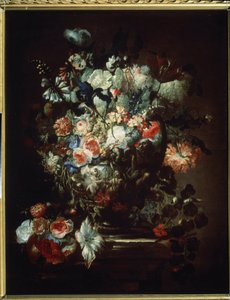 「花」（花）。 静物。 Jean Baptiste (Jean-Baptiste) Monnoyer (1636-1699) による絵画。 キャンバスに油彩。 フランスの芸術、バロック様式。 プーシキン美術館、モスクワ 作： Jean Baptiste Monnoyer