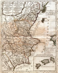 バレンシア・ムルシア王国（スペイン）の地図（エングレービング