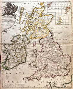 イングランド、スコットランド、アイルランド（グレートブリテン）の王国の地図（エングレーヴィング 作： Jean Baptiste Nolin