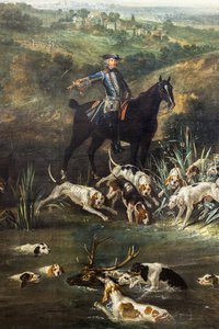 サンジェルマンの森で鹿狩りをするルイ15世、1730年（油彩・カンヴァス）