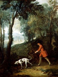 鎖に繋がれたタフターを持つハンツマン』1727年頃（油彩・キャンバス 作： Jean Baptiste Oudry