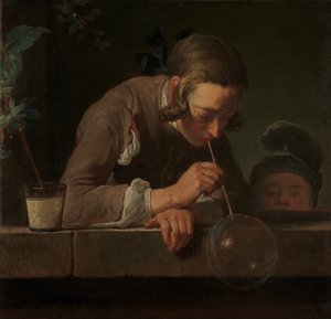 シャボン玉、c.1733-34（帆布に油彩） 作： Jean Baptiste Simeon Chardin