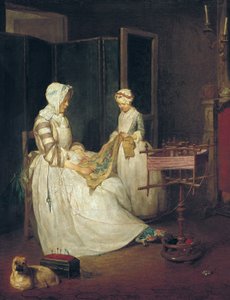 勤勉な母、1740年頃（キャンバスに油彩） 作： Jean Baptiste Simeon Chardin