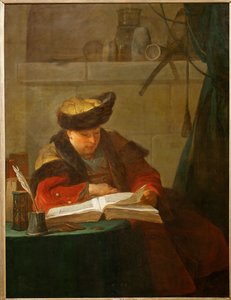 Un chimiste dans son laboratoire, dit aussi un philosophe occupee de sa lecture - 研究室の化学者...