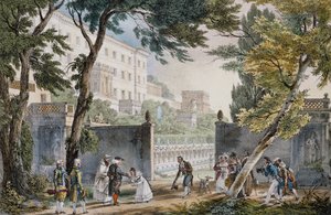 ローマの別荘の入り口にある勇敢なシーン、1820年頃、ジャン=バティスト・トーマスによる彫刻（1791.1833） 作： Jean Baptiste Thomas