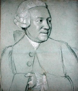 本を持つ男の肖像」（紙に黒・白・赤のチョーク） 作： Jean Étienne Liotard