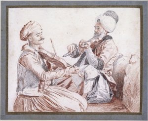 バイオリンを弾く2人のトルコ人ミュージシャン 作： Jean-Étienne Liotard
