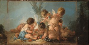 花と戯れる6人の恋人たち（扉上部） 1761年頃 作： Jean Francois Clermont