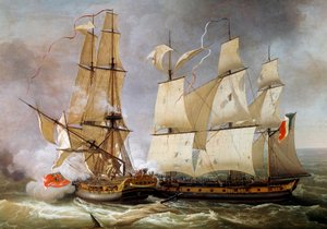 1798年12月14日、フランスのコルベット "La Bayonnaise "とイギリスのフリゲート艦 "L