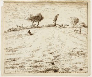 風景 - ノルマンディー、グリュシーの丘の中腹 作： Jean Francois Millet