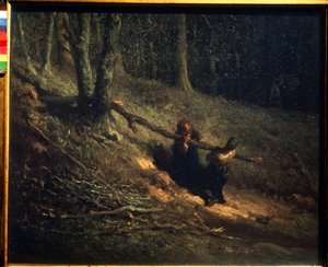 ザ・チャコールズ。 ブラシウッドの農民少女。 ジャン・フランソワ・ミレーの絵（ジャン・フランソワ 作： Jean Francois Millet