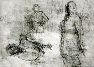 レ・ラヴァンディエール」（紙に黒コンテ、クレヨン、ペン＆インク） 作： Jean Francois Millet