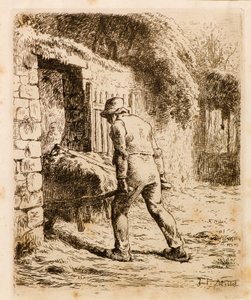 手押し車を持つ男 作： Jean Francois Millet