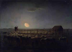 羊小屋、月光 作： Jean Francois Millet