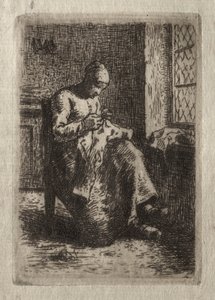 女性裁縫 作： Jean-Francois Millet