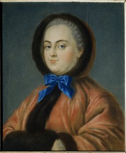 冬。 Daria Alexeyevna Golitsyna 王女 (1724-1798) の肖像画。 （冬。ダリア・アレクセーエフナ・ゴリツィナ王女の肖像）。 ジャン フランソワ サムソワ (18 世紀半ばに活躍) の作品、厚紙にパステル 作： Jean Francois Samsois