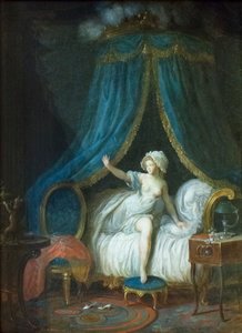 ベッドから起き上がる女の子 作： Jean Frederic Schall