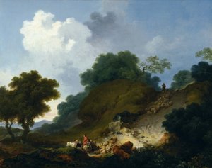 丘を下る羊の群 作： Jean-Honore Fragonard