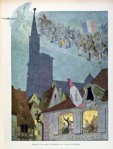1792年4月26日、ストラスブール市長のディートリッヒの家でマルセイエーズを歌うクロード・ジョセフ・ルジェ・ド・リール（1760-1836）、アーティストによる「アルザスの歴史」のイラスト、1915年頃（カラーリソ） 作： Jean Jacques Waltz