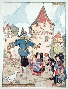 警察官の制服、アルザス解放の戯画 作： Jean Jacques Waltz