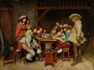 イノセントとカード・シャープナーピケのゲーム 作： Jean Louis Ernest (after) Meissonier