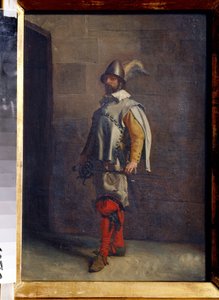 ユグノー（ユグノー）。 宗教戦争中のプロテスタントのフランスのカルヴァン主義者。 エルネスト ジャン ルイ メソニエ (1815-1891) の絵画。 キャンバスに油彩。 フランスの芸術。 State Art Museum, Tula (トゥーラ国立美術館、ロシア)