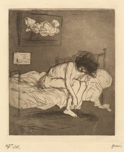 ストッキングを履いている女性（Woman Putting On Her Stockings） 作： Jean-Louis Forain