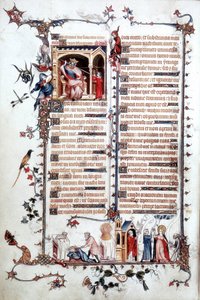 Ms Lat 10483 fol.24v サウルの前のダビデ、ベルヴィルのブレヴィアリーより、1323-26年頃（vellum）。 作： Jean (studio of) Pucelle