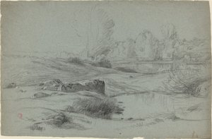 川沿いの岩の牧草地 作： Jean Achille Benouville