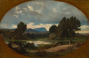 ホワイトホースのライダーのいる風景、1846年。 作： Jean Achille Benouville