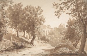 アリッチャの眺め、1853 年。 作： Jean Achille Benouville