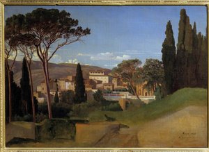ローマのヴィラの眺め アキレス・J・ベヌーヴィル（1815-1891）の絵画 1844年 日0.51 x 0.72 m Paris, musee d